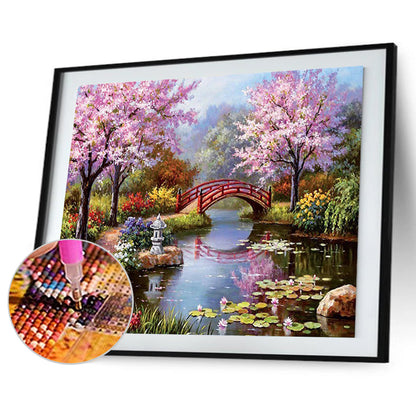 Small Bridge And Flowing Water - Full Square Drill Diamond Painting 60*50CM