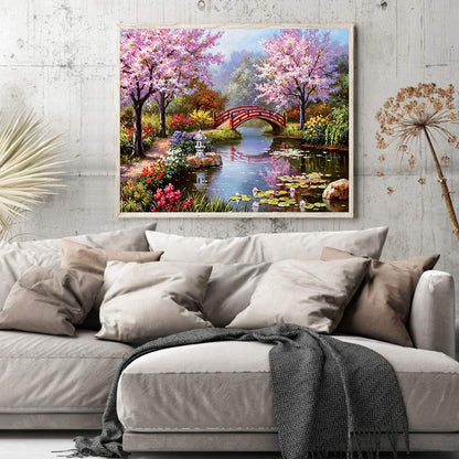 Small Bridge And Flowing Water - Full Square Drill Diamond Painting 60*50CM