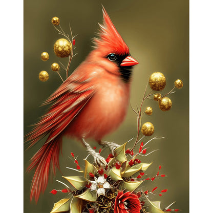 Cardinal Bird - Full Round Drill Diamond Painting 30*40CM