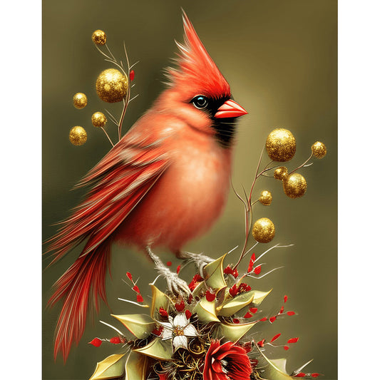 Cardinal Bird - Full Round Drill Diamond Painting 30*40CM