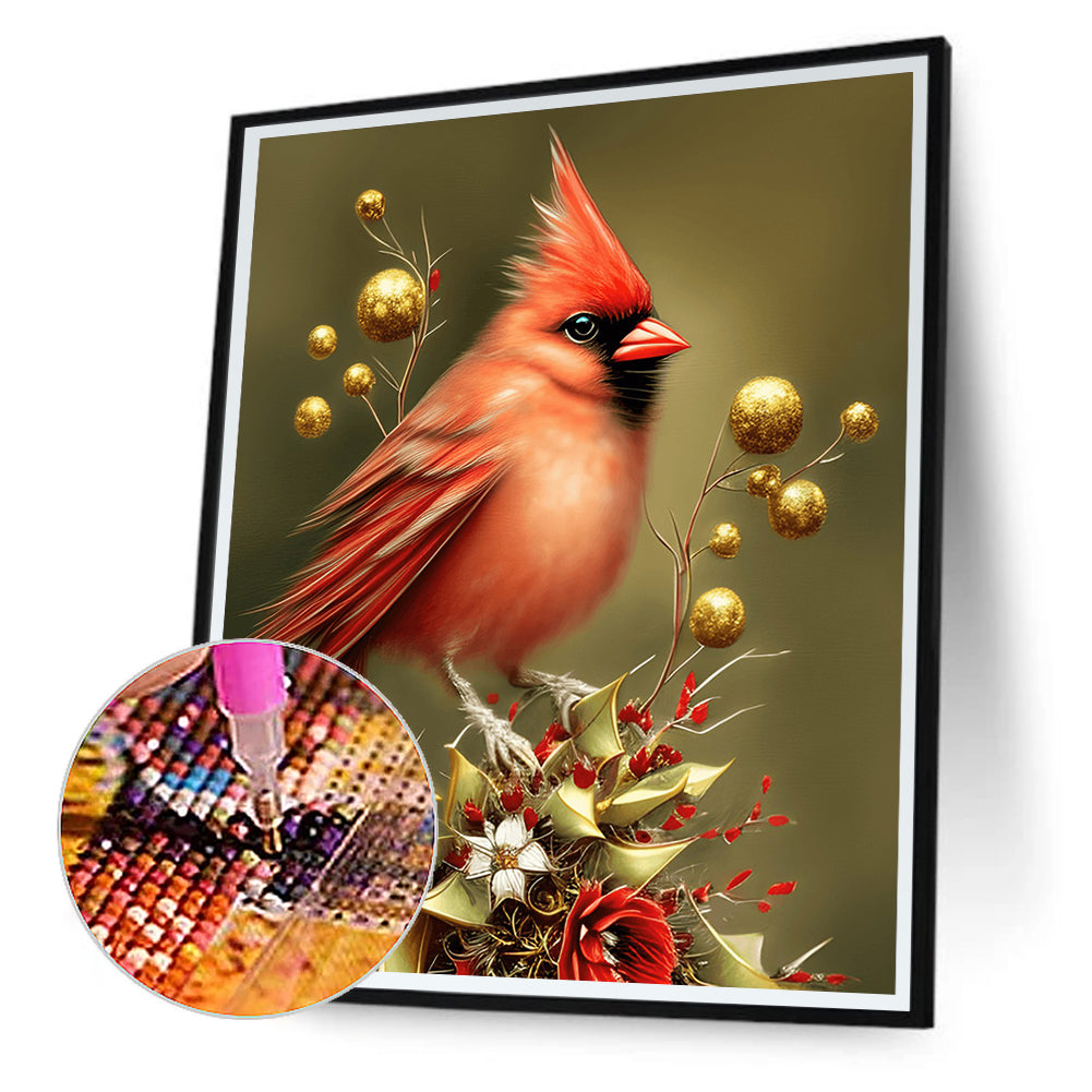 Cardinal Bird - Full Round Drill Diamond Painting 30*40CM