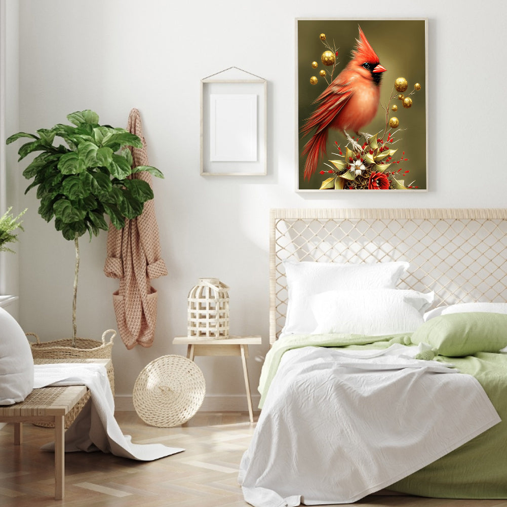 Cardinal Bird - Full Round Drill Diamond Painting 30*40CM