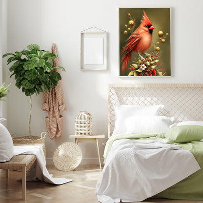 Cardinal Bird - Full Round Drill Diamond Painting 30*40CM