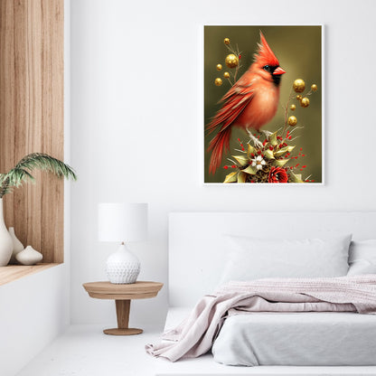 Cardinal Bird - Full Round Drill Diamond Painting 30*40CM