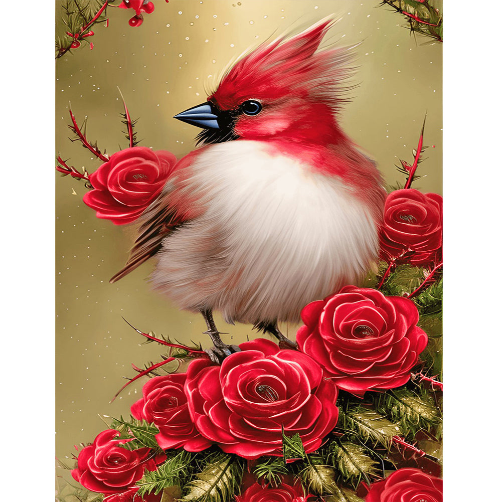 Cardinal Bird - Full Round Drill Diamond Painting 30*40CM