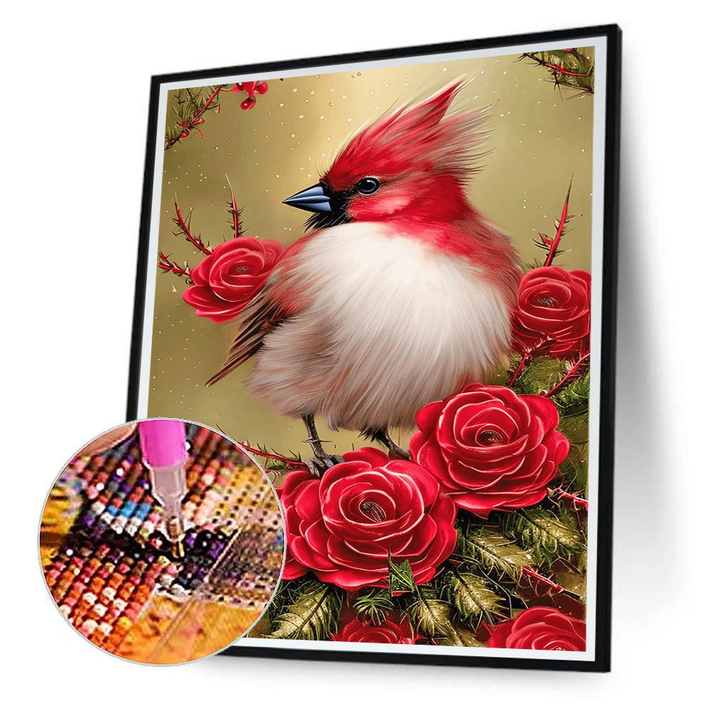 Cardinal Bird - Full Round Drill Diamond Painting 30*40CM