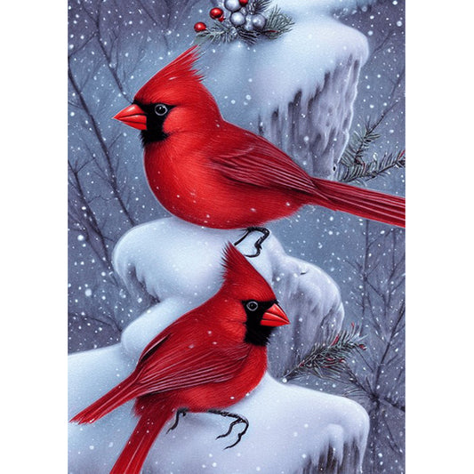 Cardinal Bird - Full Round Drill Diamond Painting 30*40CM