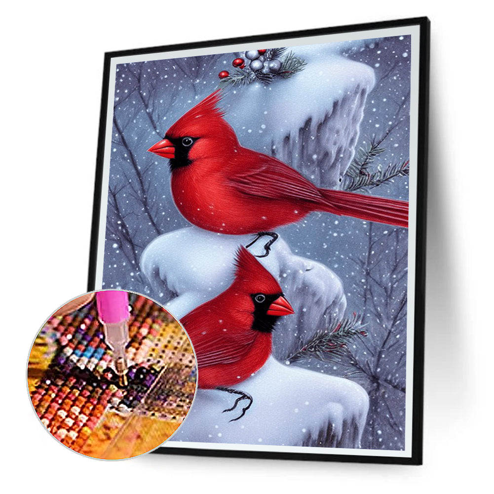 Cardinal Bird - Full Round Drill Diamond Painting 30*40CM