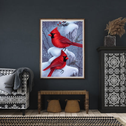 Cardinal Bird - Full Round Drill Diamond Painting 30*40CM