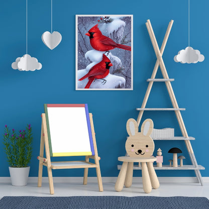 Cardinal Bird - Full Round Drill Diamond Painting 30*40CM