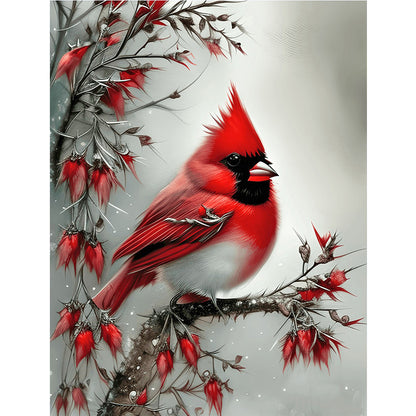 Cardinal Bird - Full Round Drill Diamond Painting 30*40CM