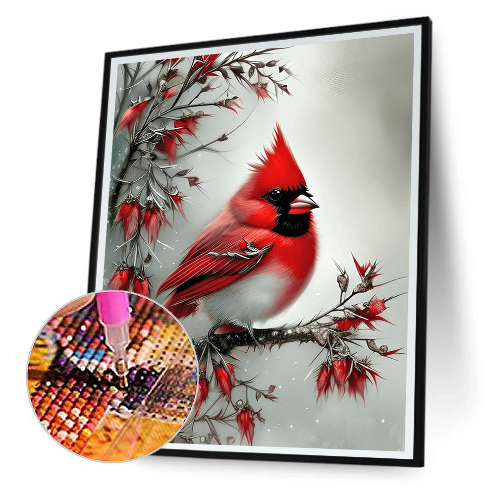 Cardinal Bird - Full Round Drill Diamond Painting 30*40CM