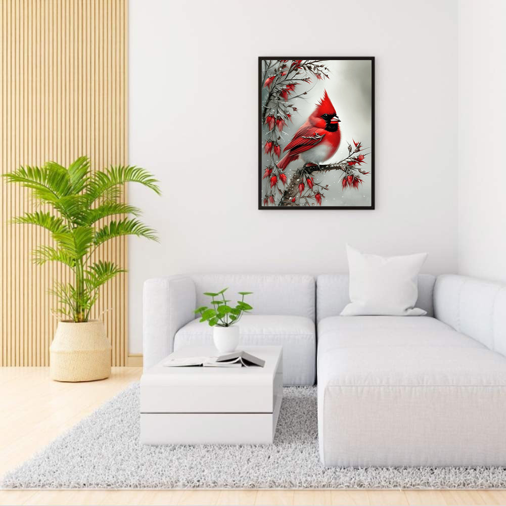 Cardinal Bird - Full Round Drill Diamond Painting 30*40CM