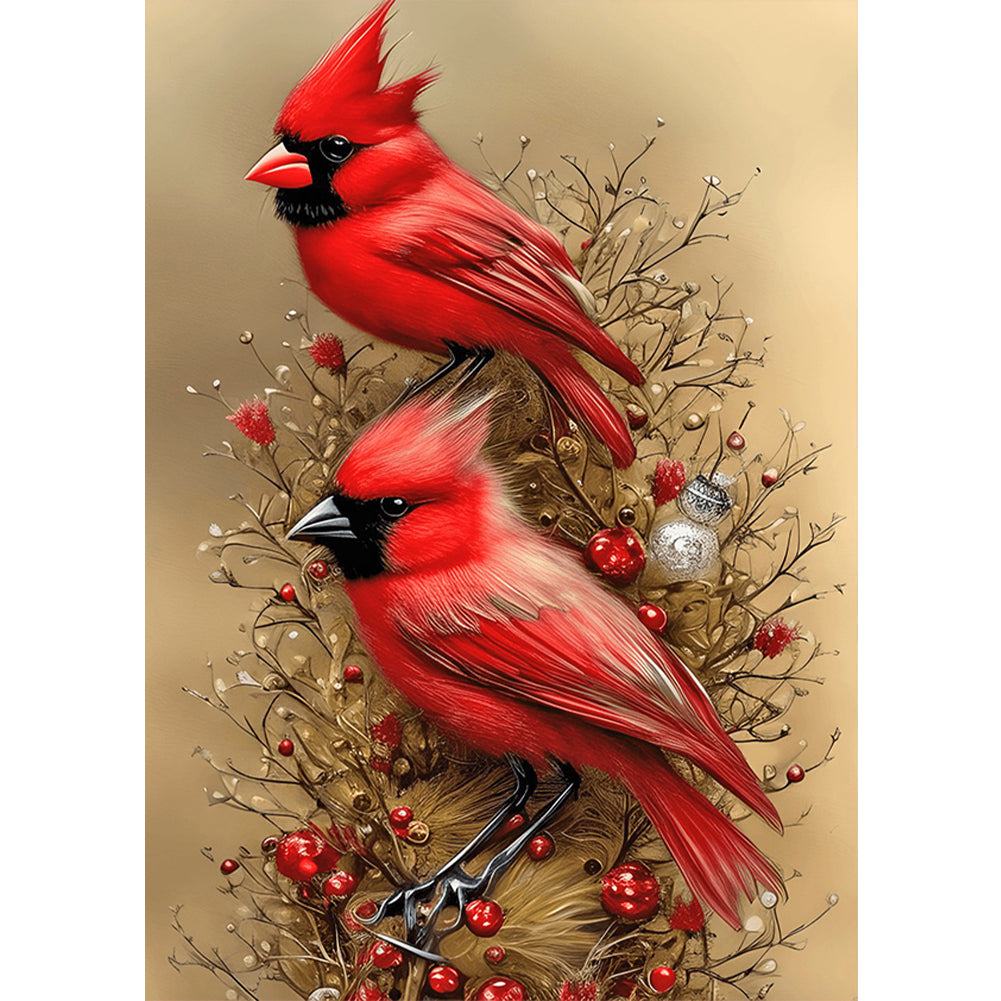 Cardinal Bird - Full Round Drill Diamond Painting 30*40CM