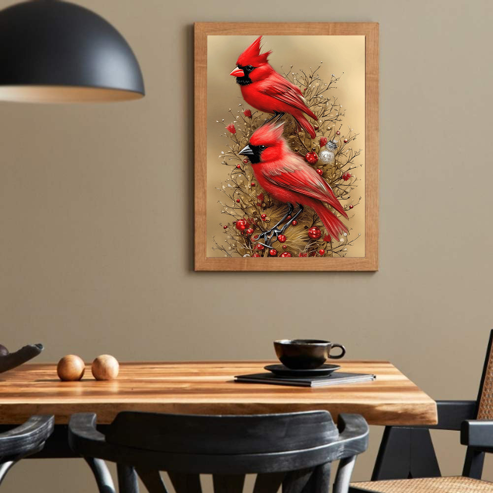 Cardinal Bird - Full Round Drill Diamond Painting 30*40CM