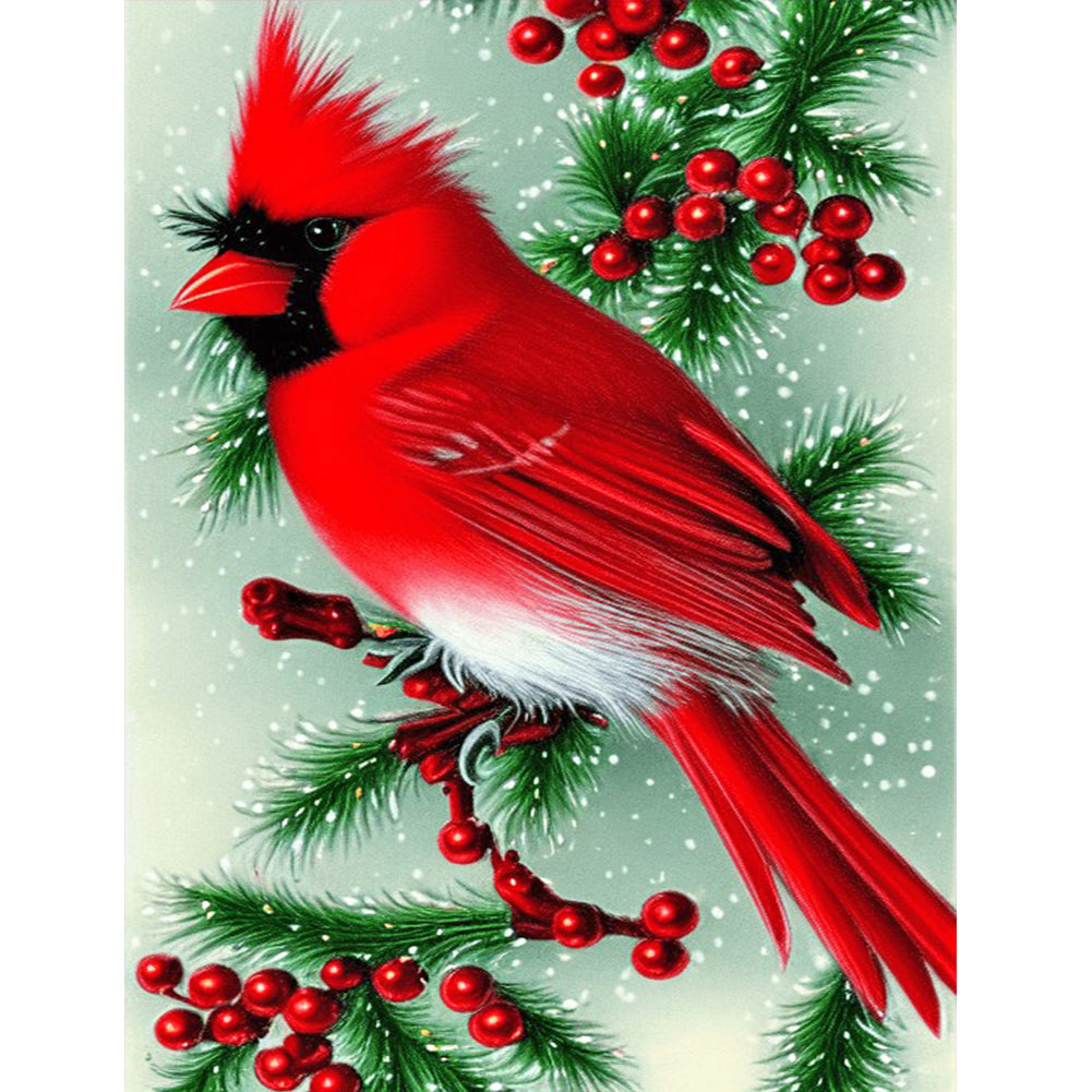 Cardinal Bird - Full Round Drill Diamond Painting 30*40CM