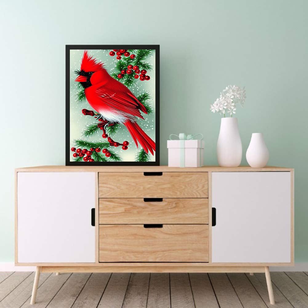 Cardinal Bird - Full Round Drill Diamond Painting 30*40CM