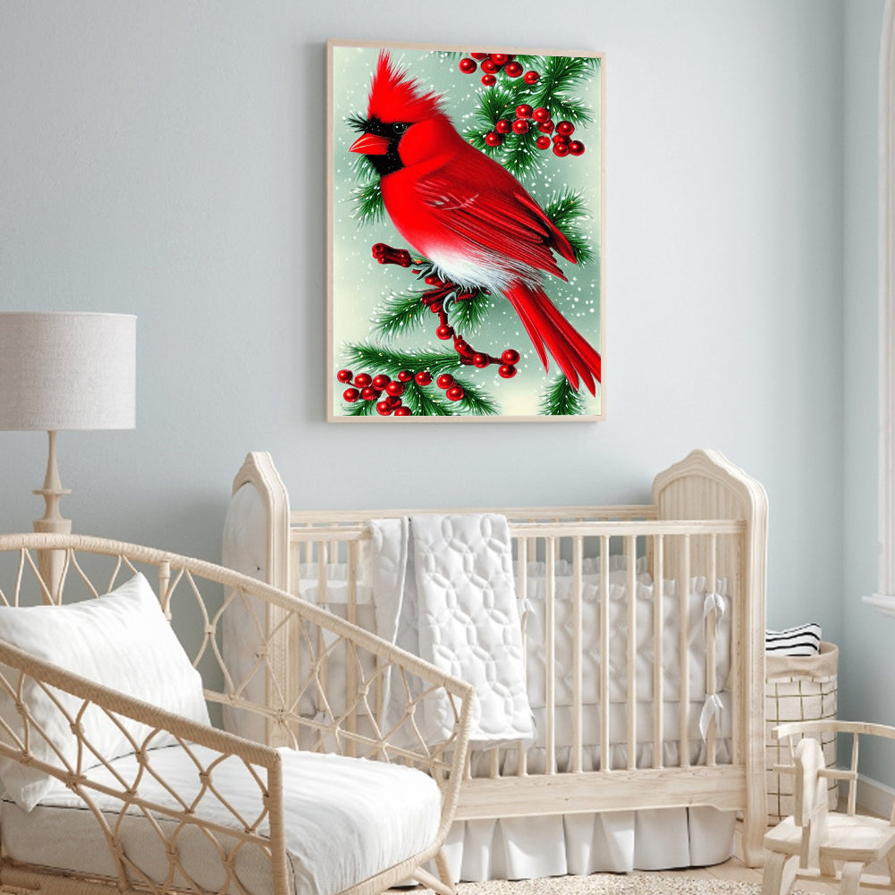 Cardinal Bird - Full Round Drill Diamond Painting 30*40CM