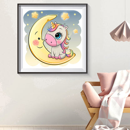 Moon Unicorn - Full Round Drill Diamond Painting 30*30CM