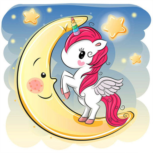 Moon Unicorn - Full Round Drill Diamond Painting 30*30CM