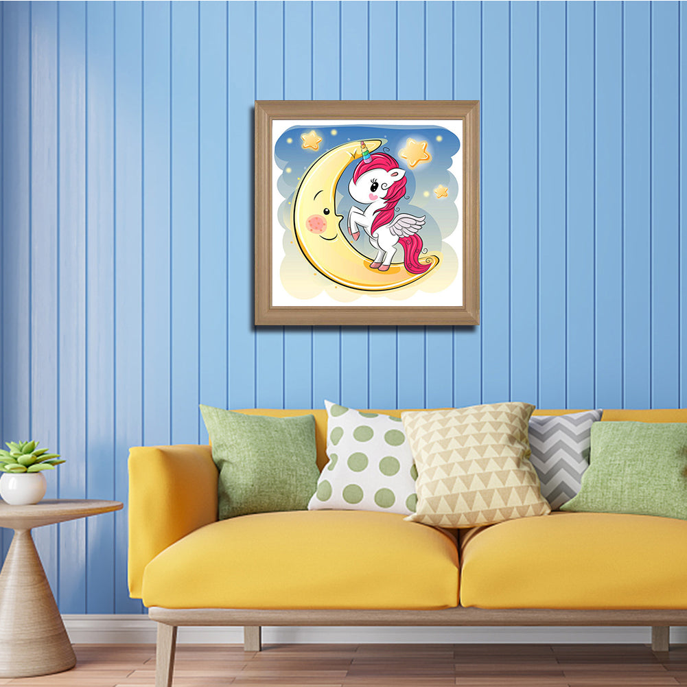 Moon Unicorn - Full Round Drill Diamond Painting 30*30CM