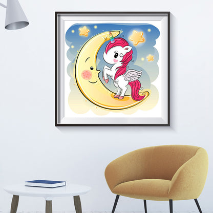 Moon Unicorn - Full Round Drill Diamond Painting 30*30CM