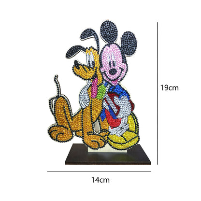 Wooden Cartoon Diamond Art Ornaments 5D DIY Single-Sided for Kids Festival Gifts