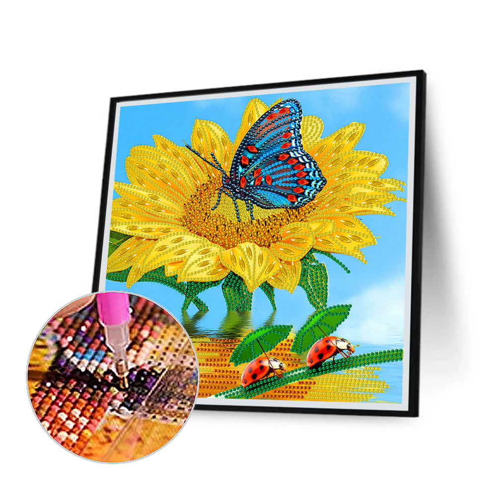 Colorful Sunflower - Special Shaped Drill Diamond Painting 30*30CM