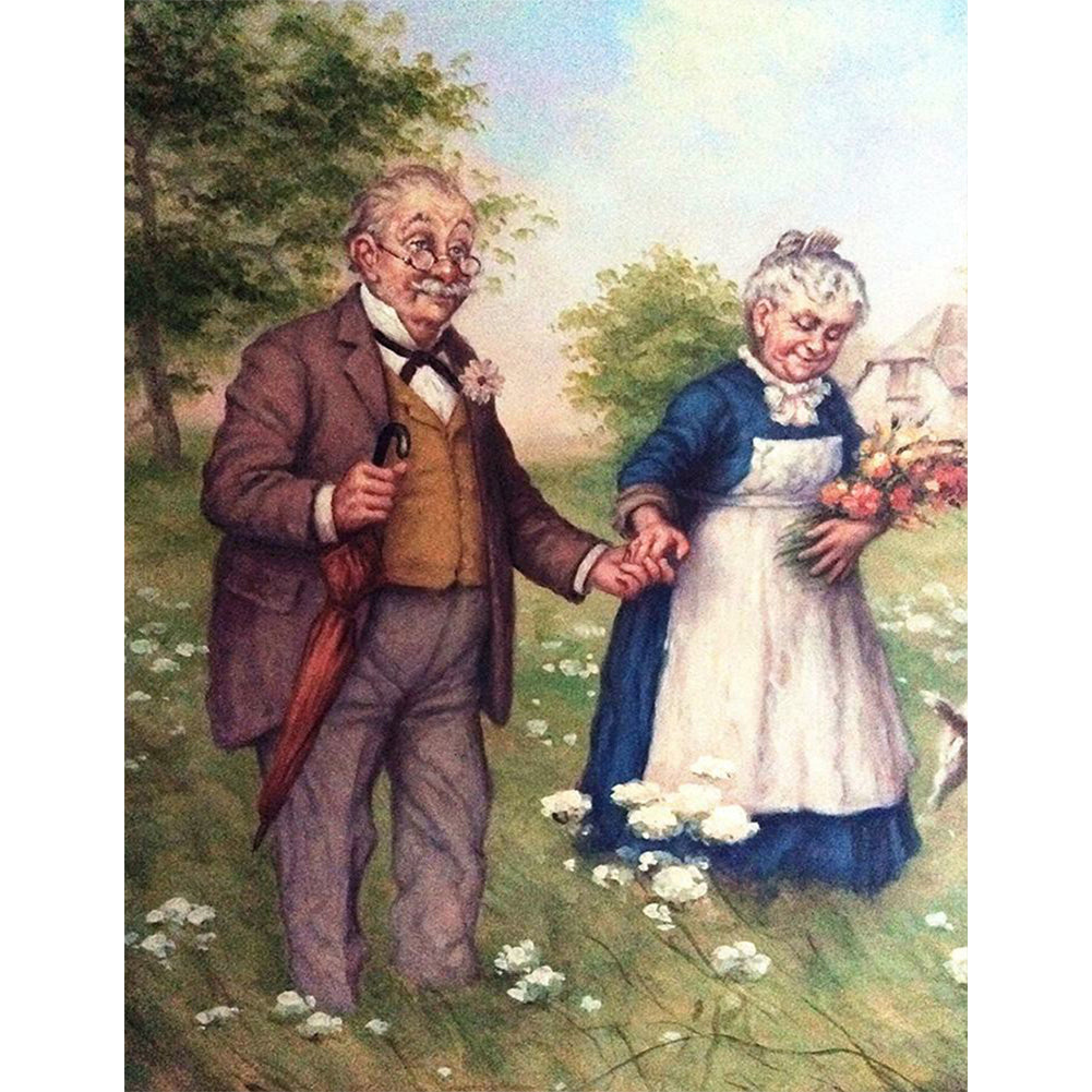 Old Couple - Full Round Drill Diamond Painting 50*60CM