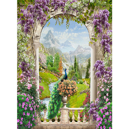 European Arch Seaside Scenery - Full Round Drill Diamond Painting 30*40CM