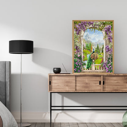 European Arch Seaside Scenery - Full Round Drill Diamond Painting 30*40CM