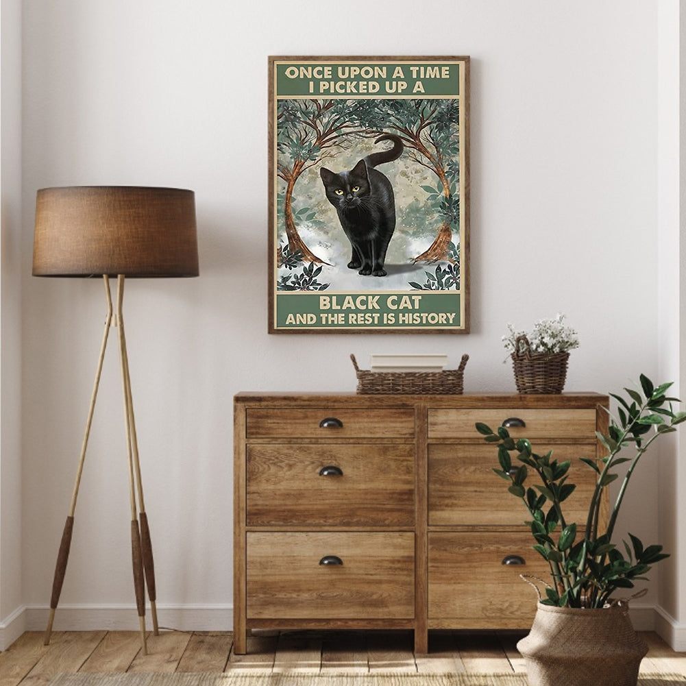Cat Calligraphy And Painting - Full Round Drill Diamond Painting 40*50CM
