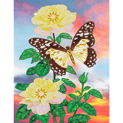 Flowers Butterfly - Special Shaped Drill Diamond Painting 30*40CM