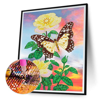 Flowers Butterfly - Special Shaped Drill Diamond Painting 30*40CM