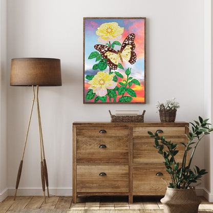 Flowers Butterfly - Special Shaped Drill Diamond Painting 30*40CM