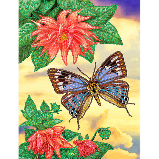 Flowers Butterfly - Special Shaped Drill Diamond Painting 30*40CM