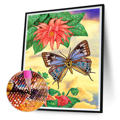 Flowers Butterfly - Special Shaped Drill Diamond Painting 30*40CM