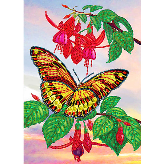 Flowers Butterfly - Special Shaped Drill Diamond Painting 30*40CM