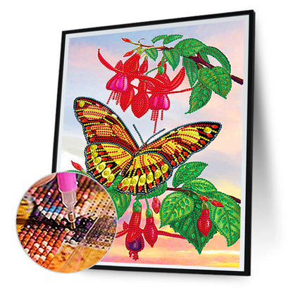 Flowers Butterfly - Special Shaped Drill Diamond Painting 30*40CM