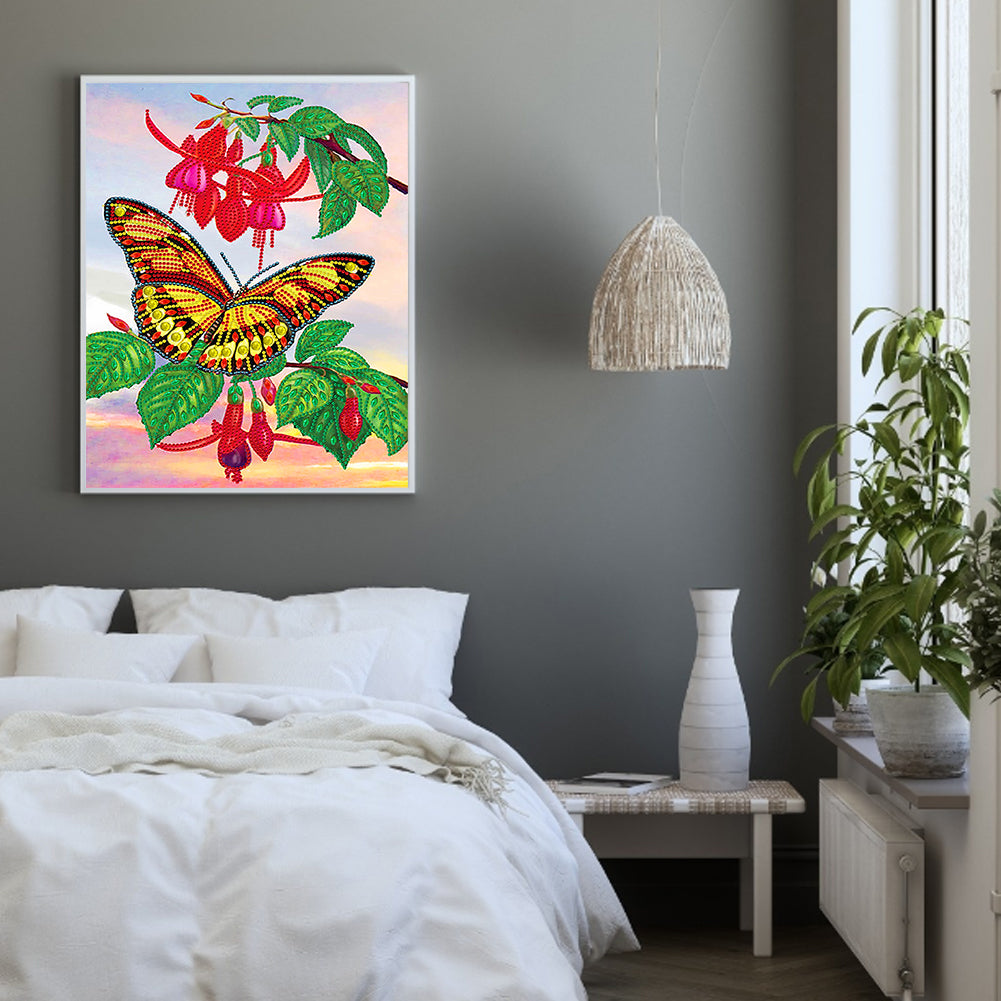 Flowers Butterfly - Special Shaped Drill Diamond Painting 30*40CM