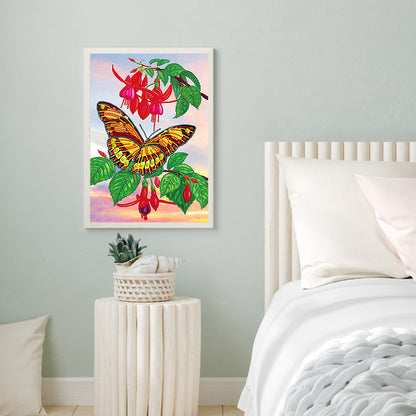 Flowers Butterfly - Special Shaped Drill Diamond Painting 30*40CM