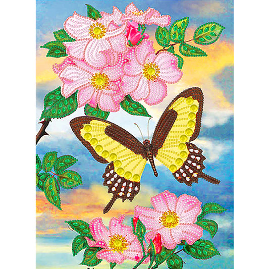 Flowers Butterfly - Special Shaped Drill Diamond Painting 30*40CM