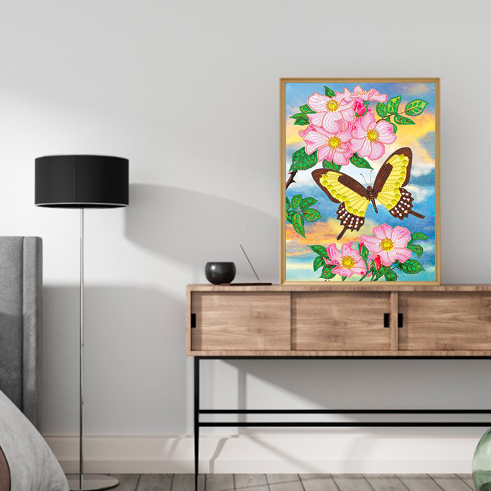 Flowers Butterfly - Special Shaped Drill Diamond Painting 30*40CM