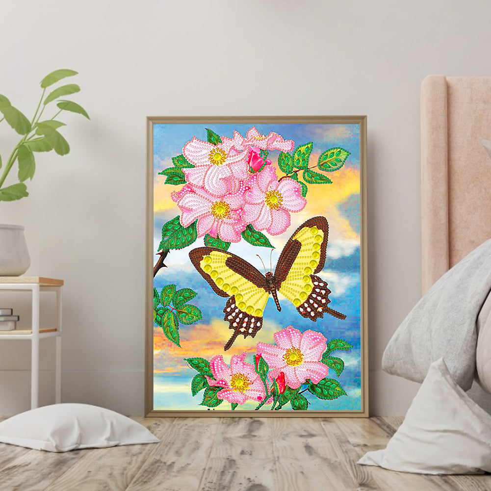 Flowers Butterfly - Special Shaped Drill Diamond Painting 30*40CM