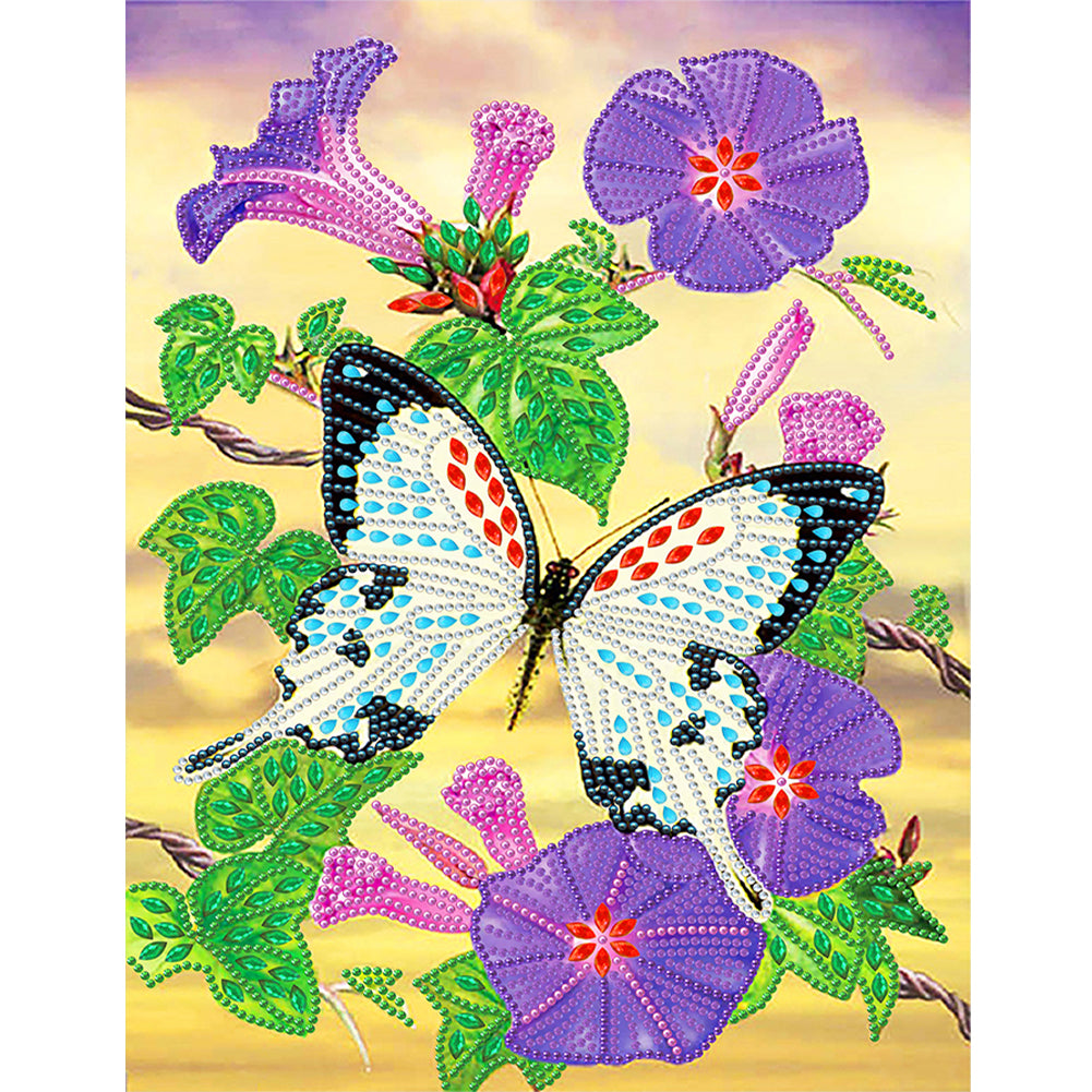 Flowers Butterfly - Special Shaped Drill Diamond Painting 30*40CM