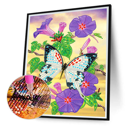 Flowers Butterfly - Special Shaped Drill Diamond Painting 30*40CM