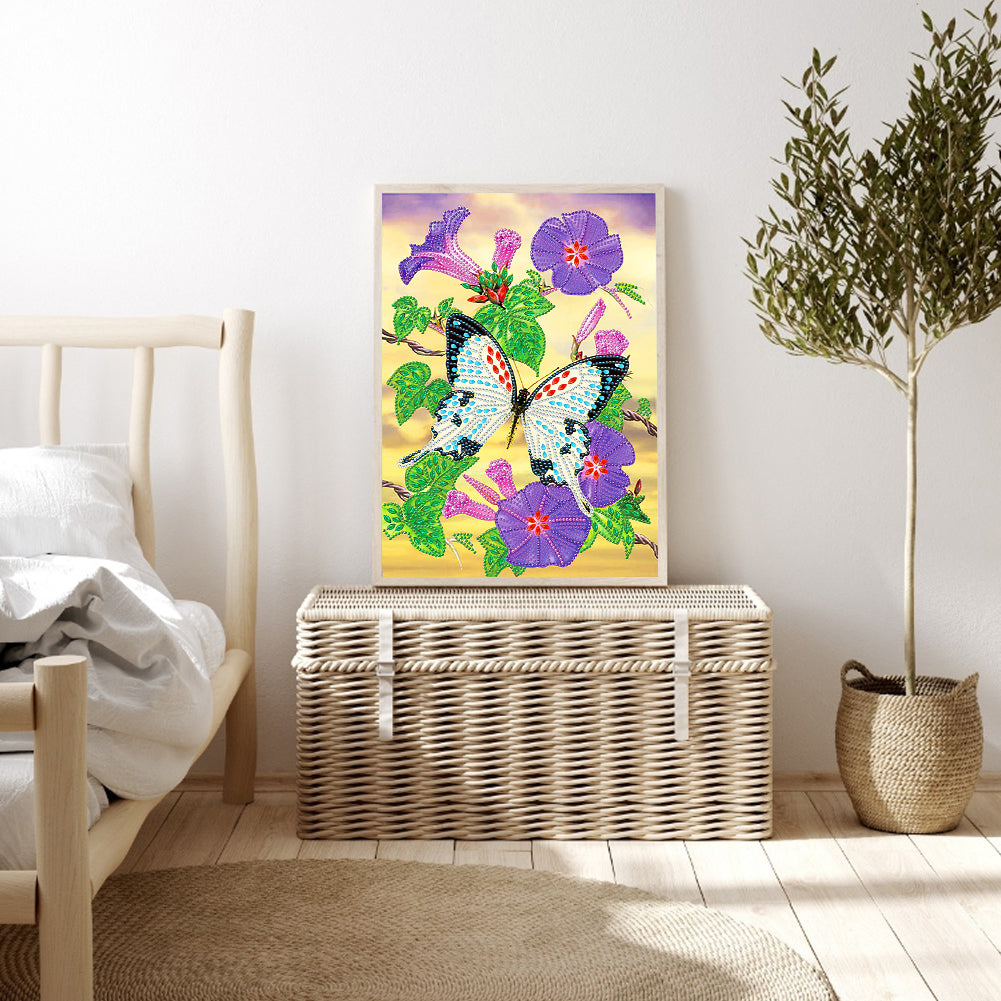 Flowers Butterfly - Special Shaped Drill Diamond Painting 30*40CM