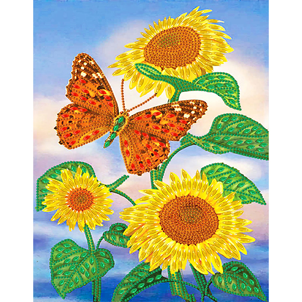 Flowers Butterfly - Special Shaped Drill Diamond Painting 30*40CM