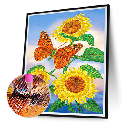 Flowers Butterfly - Special Shaped Drill Diamond Painting 30*40CM