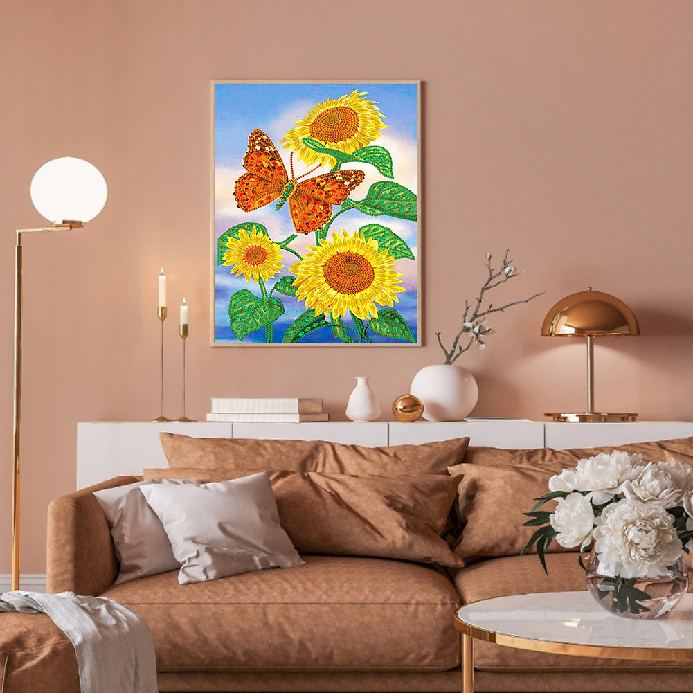 Flowers Butterfly - Special Shaped Drill Diamond Painting 30*40CM